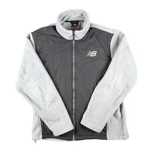 New Balance Jacket Mens Large Gray Fleece Full Zip Insulated Colorblock Athletic